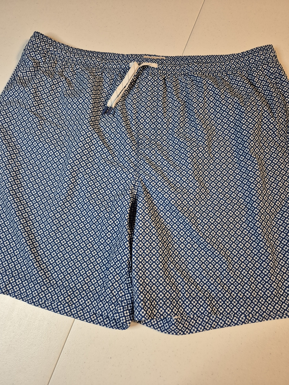 Men's Blue Geometric Swim Trunks with Drawstring 4825